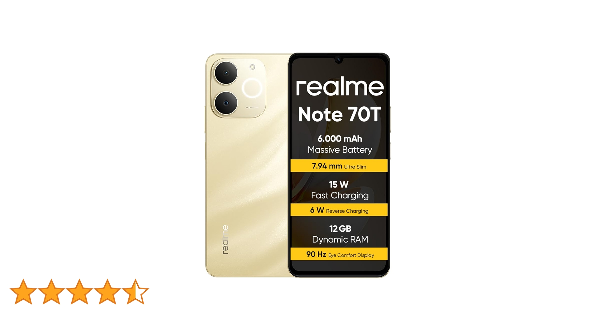 Realme Note 70T ゴールド 4GB/128GB Realme Note 70T グローバル版 スマートフォン 4GB+128GB realme